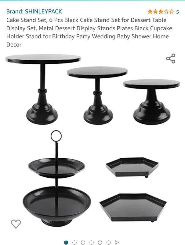 6-piece High Quality Metal Elegant Cake Stand Black For Birthday Party Art Deco
