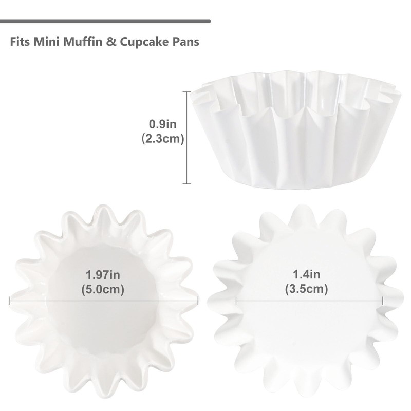 Caperci Heavy Duty White Mini Cupcake Liners 200 Counts - Grease-Resistant Pa... gallery
