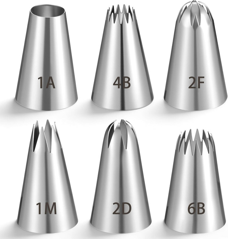 6Pcs Flower Piping Tips Set, Stainless Steel Baking Tools Cookies, Large Icing P gallery