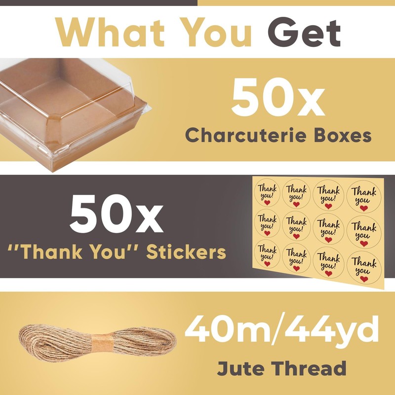 50 Pack Small Charcuterie Boxes with Clear Lids - To Go Paper Mini Charcuteri... gallery