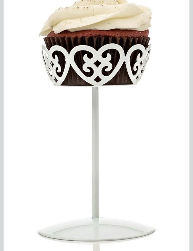 White Metal Single Cupcake Stand Modern Glossy Holder for Parties 8 piece gallery