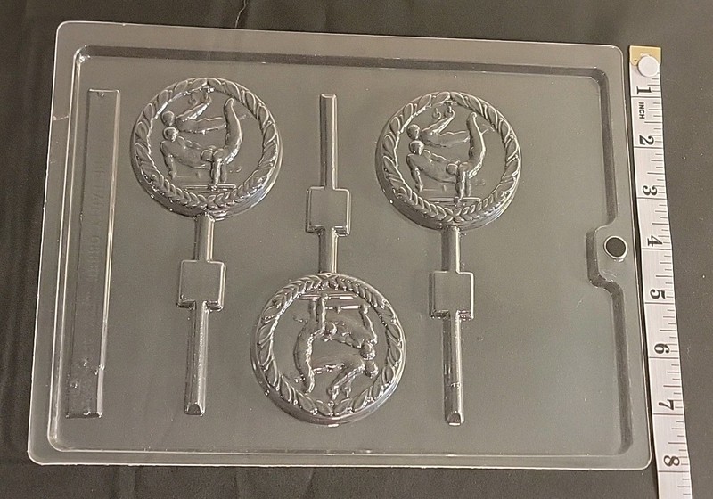 Boys Mens Gymnastics Medal Sport Lollipop Chocolate Mold