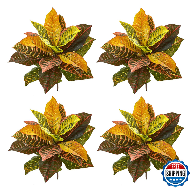 Nearly Natural 21 Garden Croton Artificial Real Touch Set Of 4 Silk Plants Mixed
