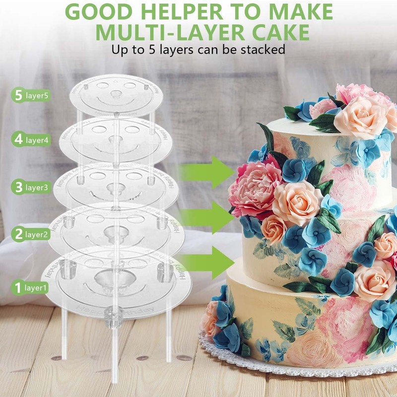 44 PCS Cake Separator Plates Stands Plastic Dowels Fits 4/6/8/10/12 Inch gallery