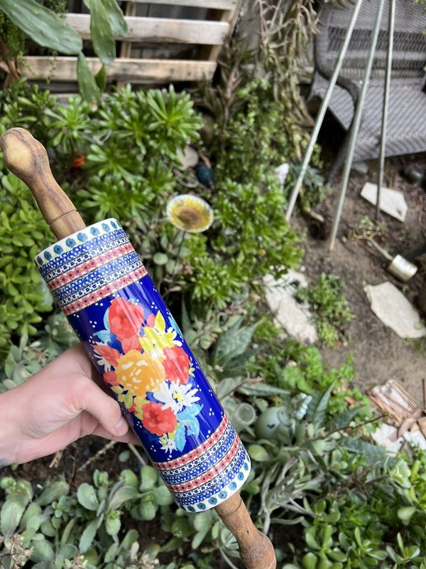 The Pioneer Woman Fiona Floral Stoneware Ceramic Rolling Pin RARE Retired HTF