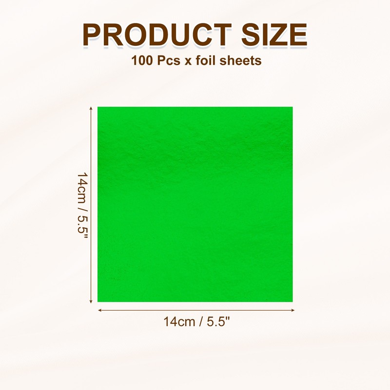 100 metallic sheets for decoration, 14x14 cm, green color gallery
