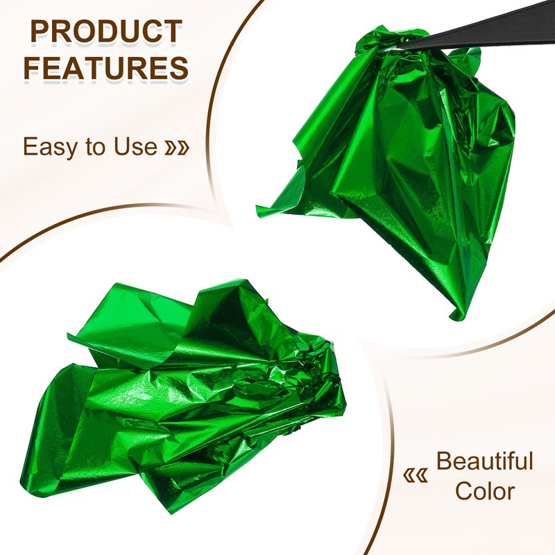 100 metallic sheets for decoration, 14x14 cm, green color gallery