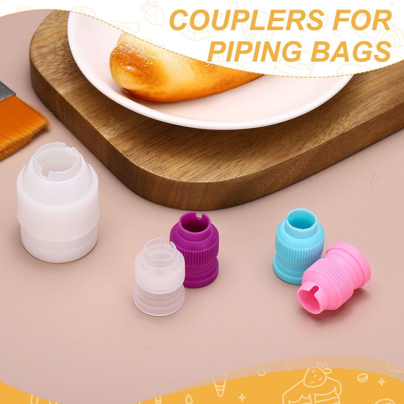 6 Pcs Piping Tip Coupler, Small Couplers Icing Frosting Piping Bag Tool, Purple gallery