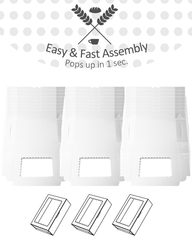 50 PCS White Cookie Box Window 9x6x2.5 Inch Pastry Macaron Bakery Packaging gallery