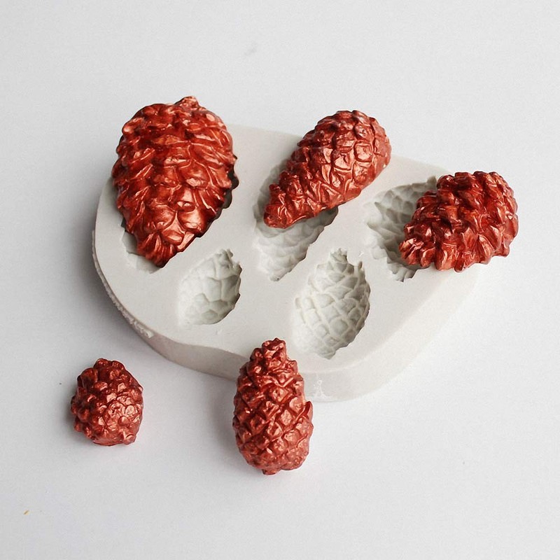 5-Cavity Pinecone Cake Fondant Mold, Pine Cone Silicone Chocolate Candy White gallery