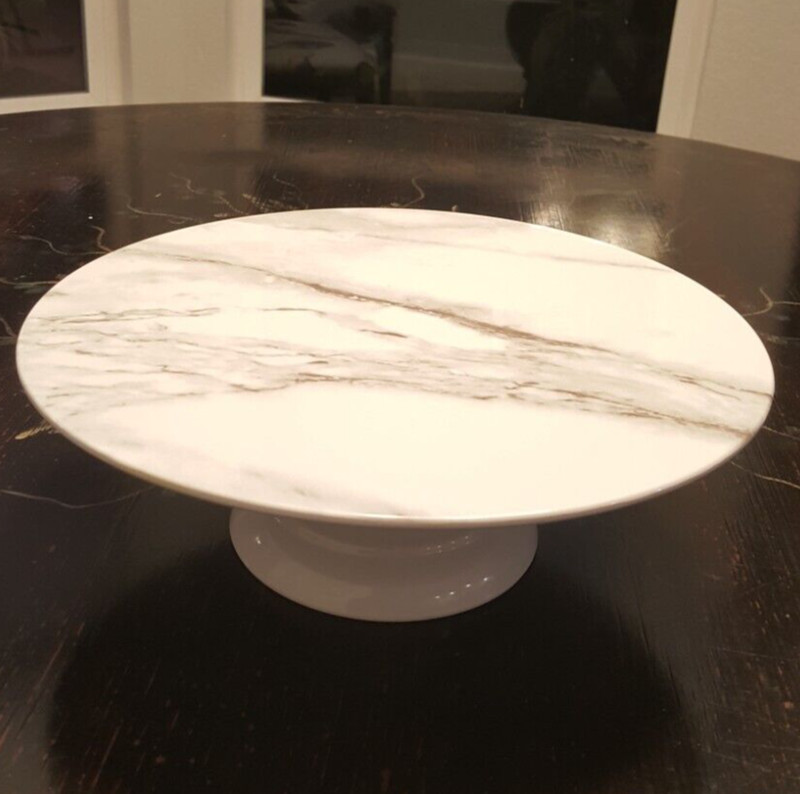 Threshold Marble Look 12″ Cake Stand Melamine 4″ Tall 12” Across [2 Piece Set]