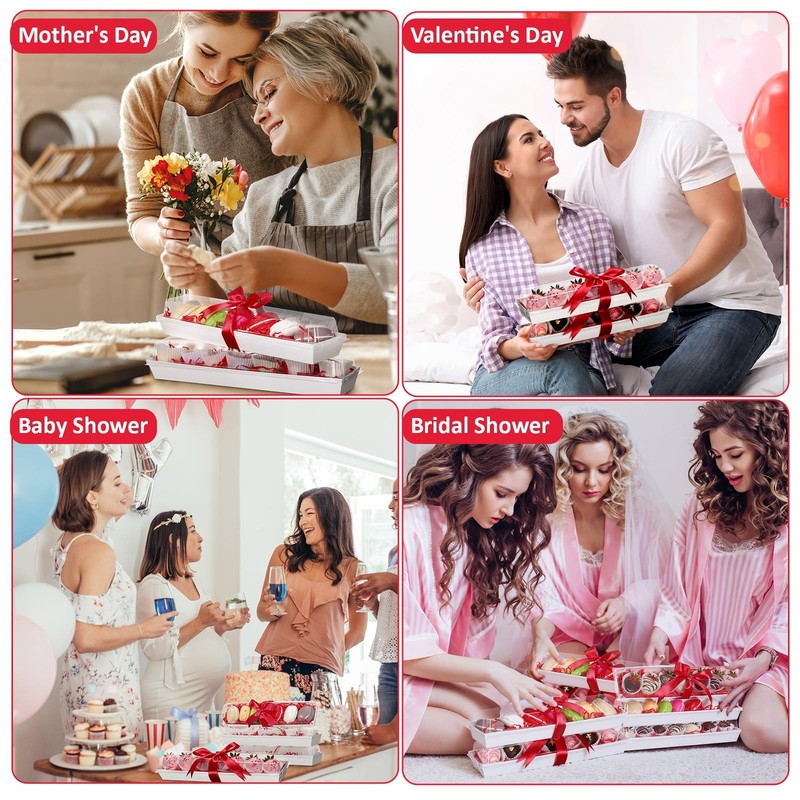 Chocolate Strawberry Boxes with Clear Lids Disposable Macaron Boxes with Food... gallery