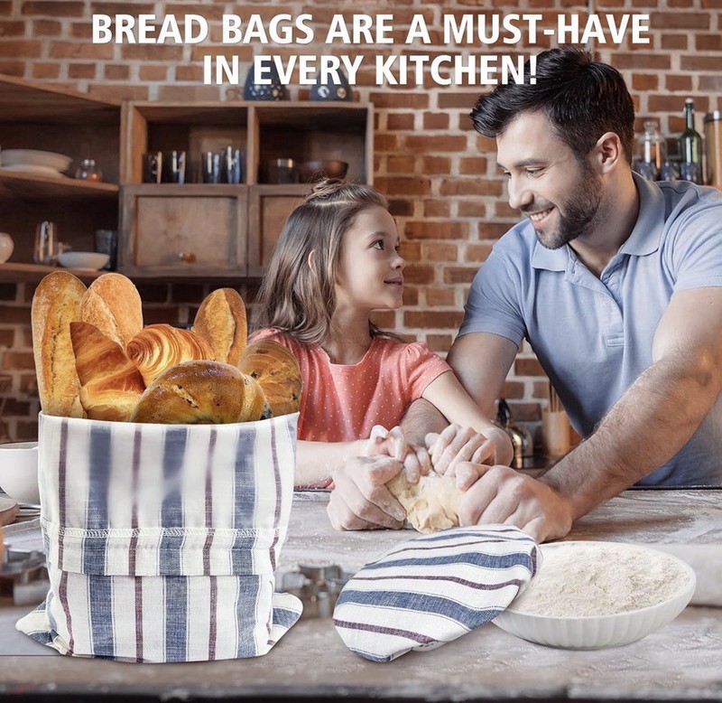3Pack Reusable Bread Bags for Homemade Sourdough and Proofing Bowl Cover, Kee... gallery