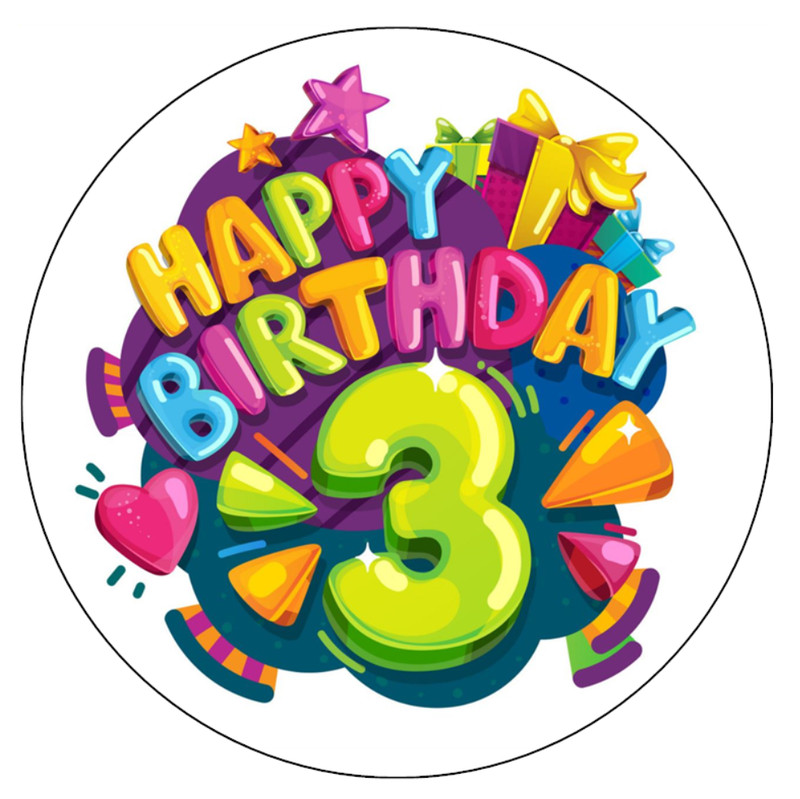 3rd Birthday Number - Edible Wafer Cake & Cupcake Toppers – Yay! I’m 3 ! gallery
