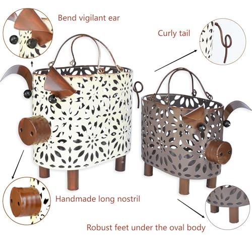 Metal Decorative Small Baskets,Narrow Baskets with Handles for Storage,Pig gallery