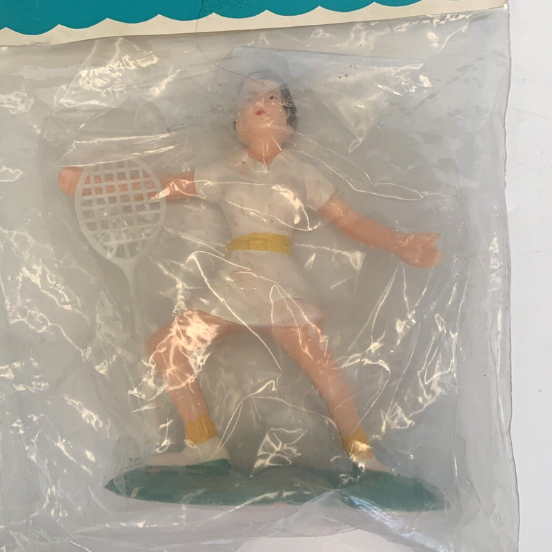 Vintage Tennis Cake Topper Grandmother Stover's Trimmin' Trinkets Plastic Player gallery