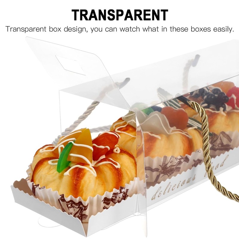 Oblong Cake Boxes Clear Plastic Baking Food Containers 8.85X3.07X3.07 Inch Di... gallery