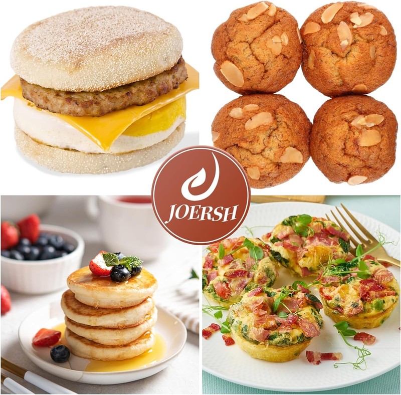 JOERSH 2-PK Silicone Egg Molds Non-Stick 3" Round 2 Pcs: 6 Cups, Regular, Red gallery