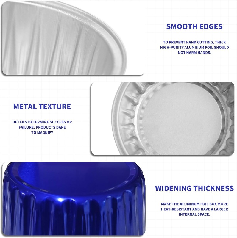 4th of July 50Pcs Mini Aluminum Foil Cupcake,5oz Baking Cups with Lids | Blue gallery