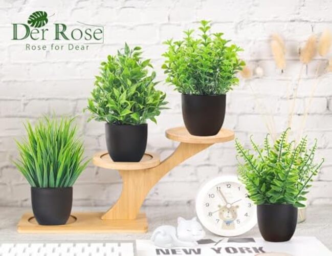 Fake Plants Packs Artificial Plants Small Faux Plants Black Bathroom 4 Green gallery