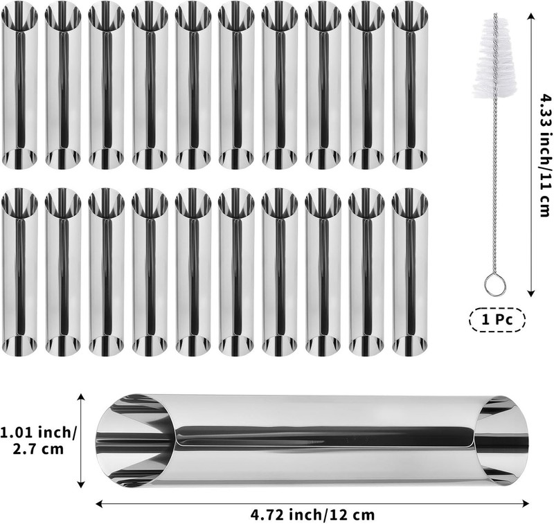 20 Pcs Cannoli Tubes, Stainless Steel Cannoli Forms, 5 Inch Non-Stick Candy C... gallery