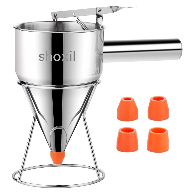 20oz Pancake Batter Dispenser, Multi-Caliber Stainless Steel Funnel Cake Disp…