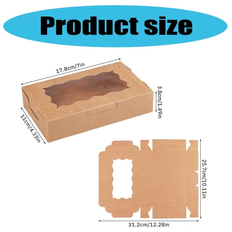 20pcs Elegant Brown Bakery Boxes with Viewing Window for Cakes and Treats gallery