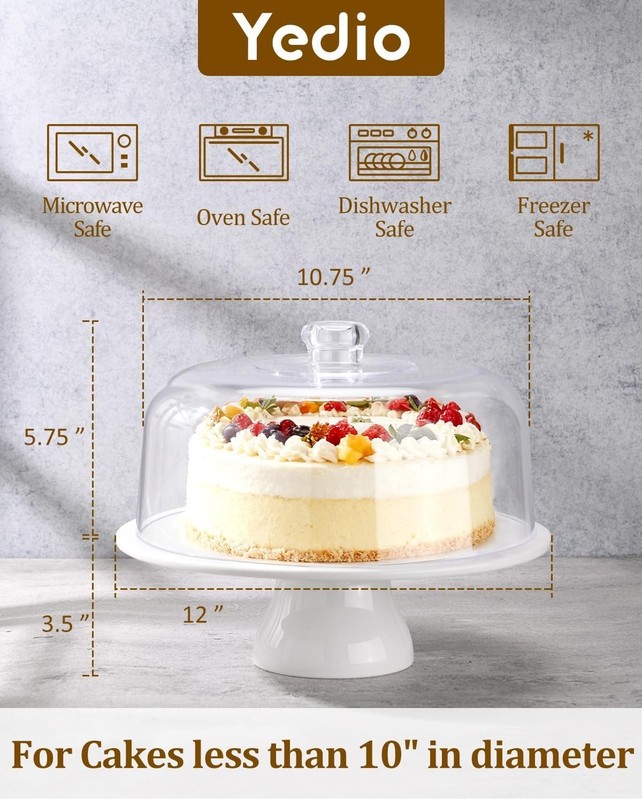 12 Inch Porcelain Cake Stand with Dome, White Round Dessert Stand for Cakes, ... gallery