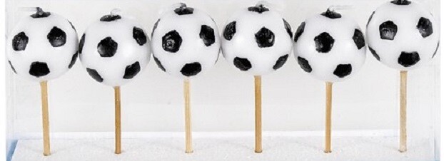 Soccer Ball Candles on Pick 6 Pack – Soccer Party Supplies