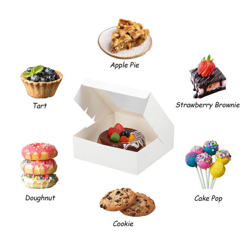 20 Pack Bakery Boxes With Window Small 6x6x2 Inch For Cookie Candy Pastry White gallery