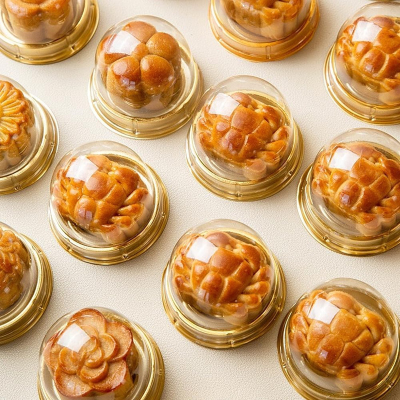 50 Pack Mini Cake Containers, Clear Plastic Small Cupcake Boxes with Dome Lids f gallery