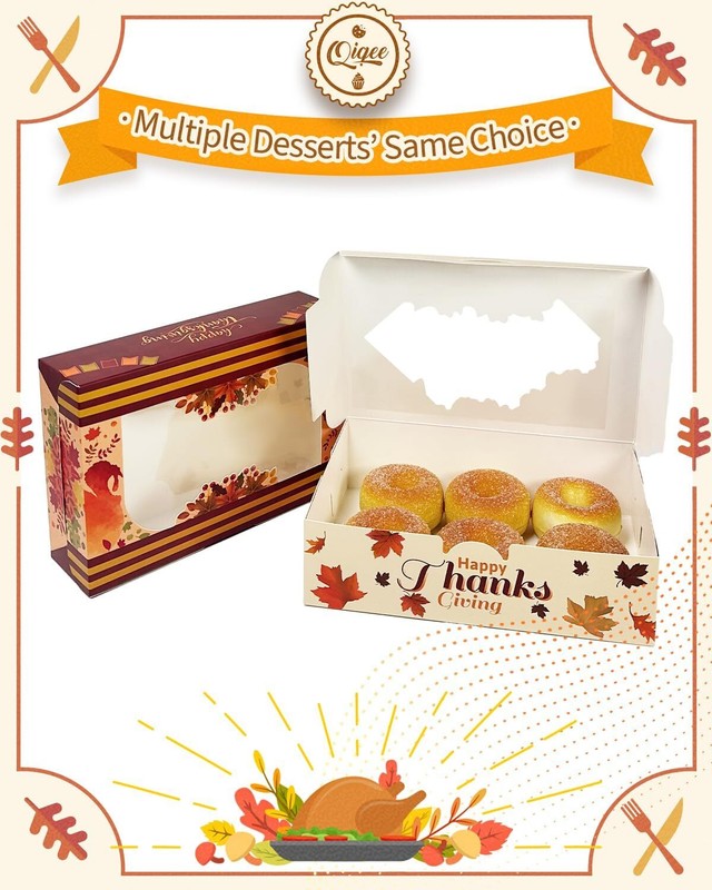 Thanksgiving Cookie Box with Window 9x6x2.5 inch 50Pcs Pastry Macaron Thanksg... gallery