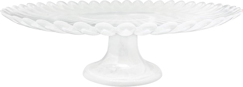 Alabaster White Scalloped Large Cake Stand White Alabaster Tableware Cake Stands