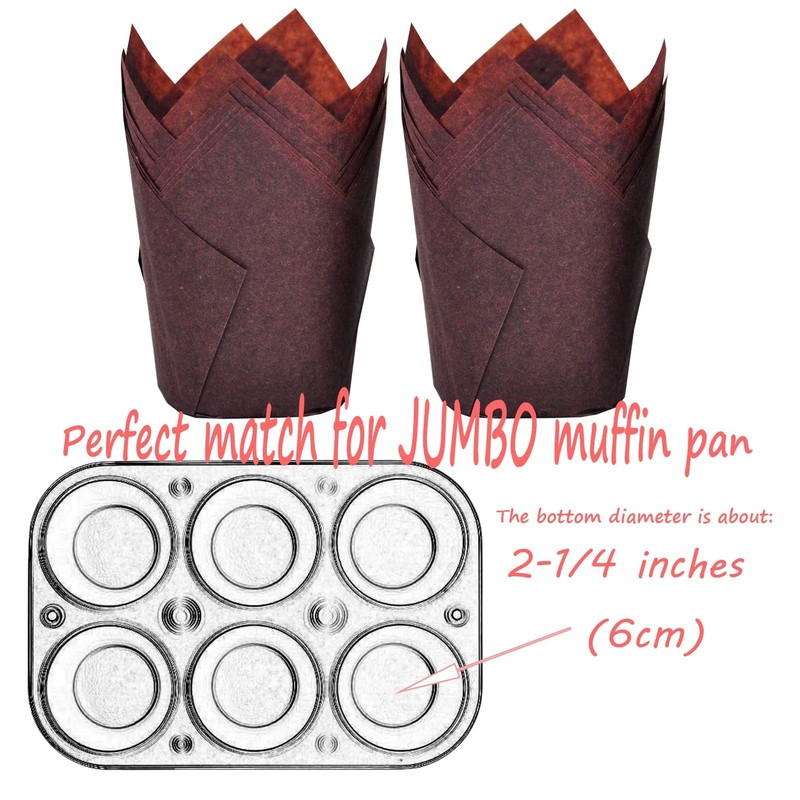 500 pcs Large size Brown Tulip Baking Cups 2-1/4"(Base diameter) x 4"(Wall he... gallery