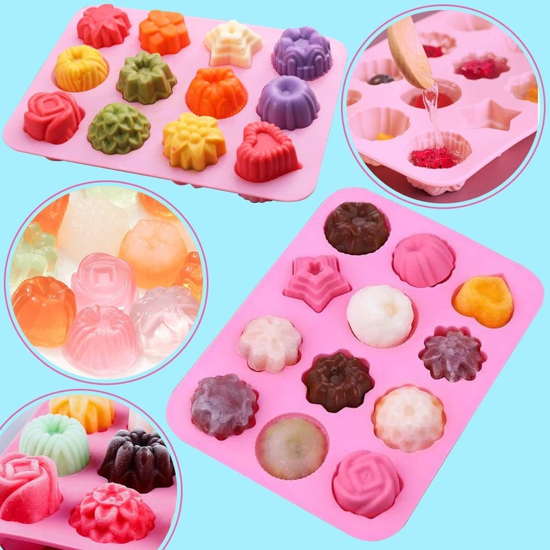Flower Heart Shape Chocolate Silicone Mold, 4 Packs 12 Cavity Candy Baking Mo... gallery