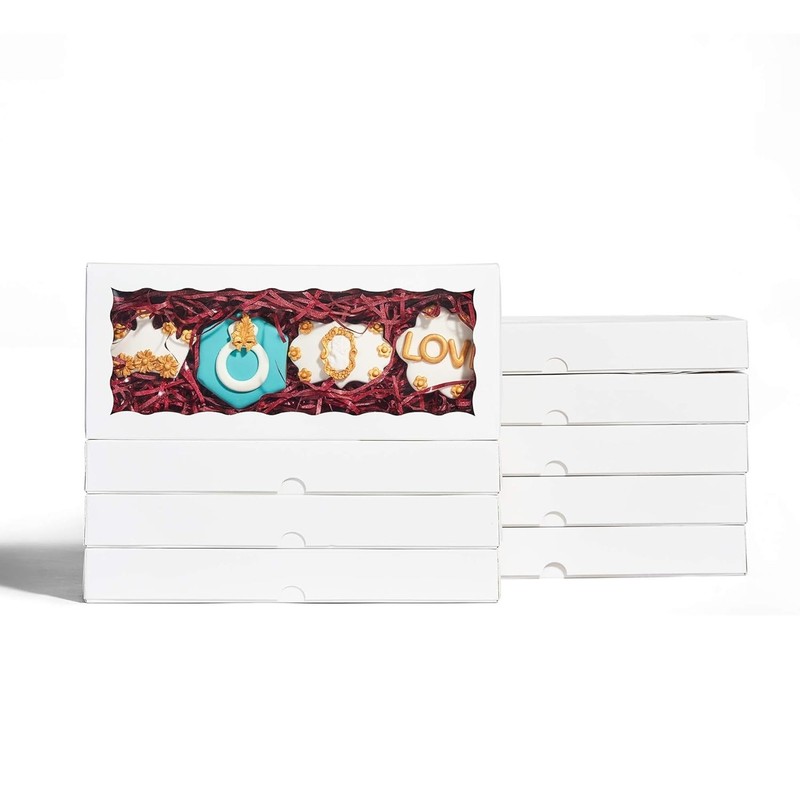 100PCS 12 x 5 x 1.5 inches Auto-Popup One Piece Cookie Boxes with Window, Ba... gallery