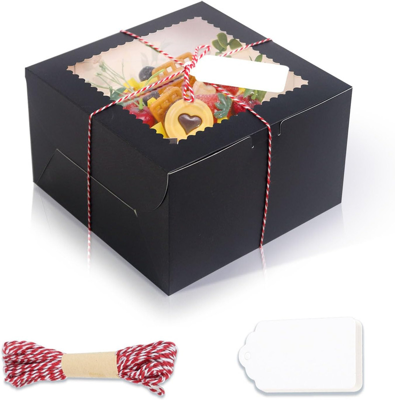 20Pcs Mini Cake Boxes with Window, 6X6X5 Inches White Bakery Boxes, Small 4 Cupc gallery