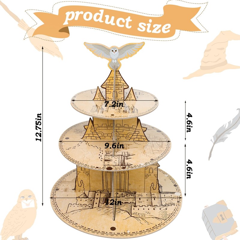 3-Tier Magical Cupcake Stand - Wizard Birthday & Halloween Party Cake Stand -... gallery