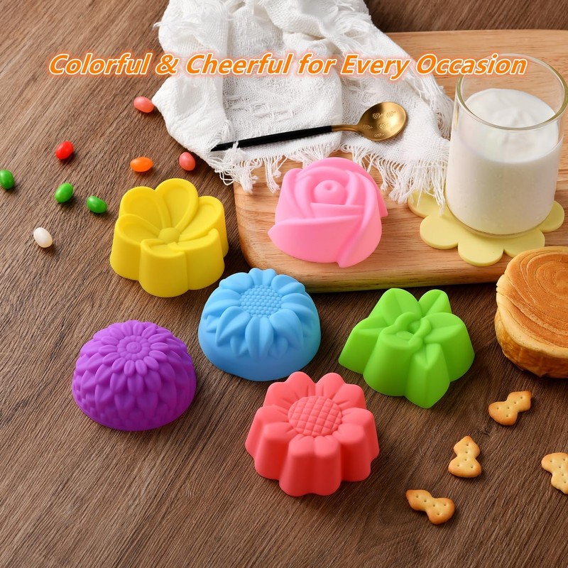 Reusable Silicone Baking Cups,Silicone Cupcake Liners for baking, Multi Flowe... gallery