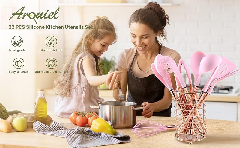 Kitchen Utensil Set with Holder, 22 Pcs Silicone Cooking Utensils Set for gallery