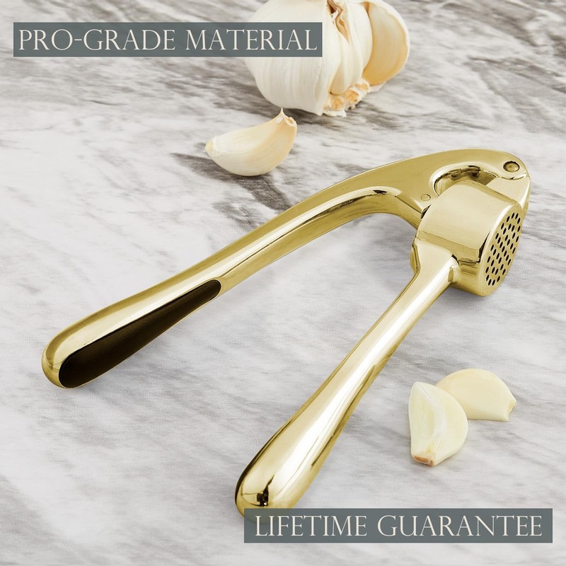 Kitessensu High Effective Premium Garlic Press Set, With Silicone Gold gallery