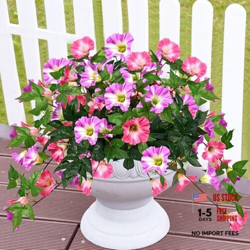 Artificial Flowers for Outdoors with 120 Blooms, Faux Purple Red 4 Packs New