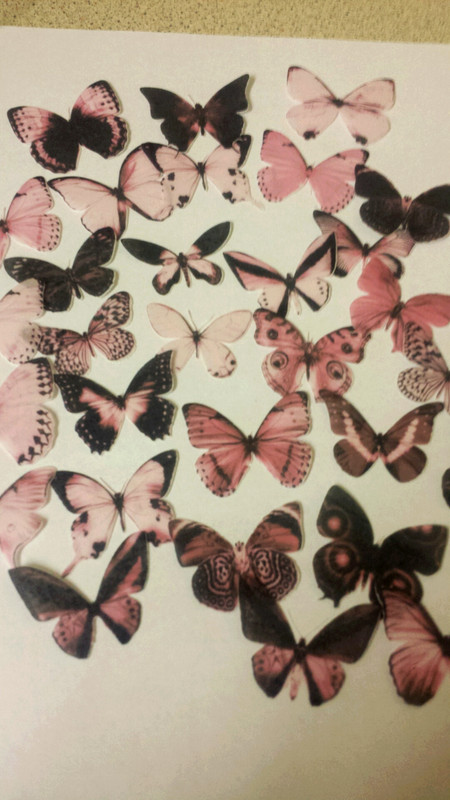 30 PRECUT Pink Mix Edible wafer/rice paper Butterflies cake/cupcake toppers gallery