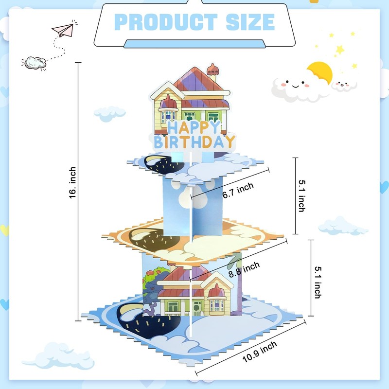 Blue Dog Party Cake Stand 3 Tier Blue Dog Theme Cupcake Stand Dessert Tower H... gallery