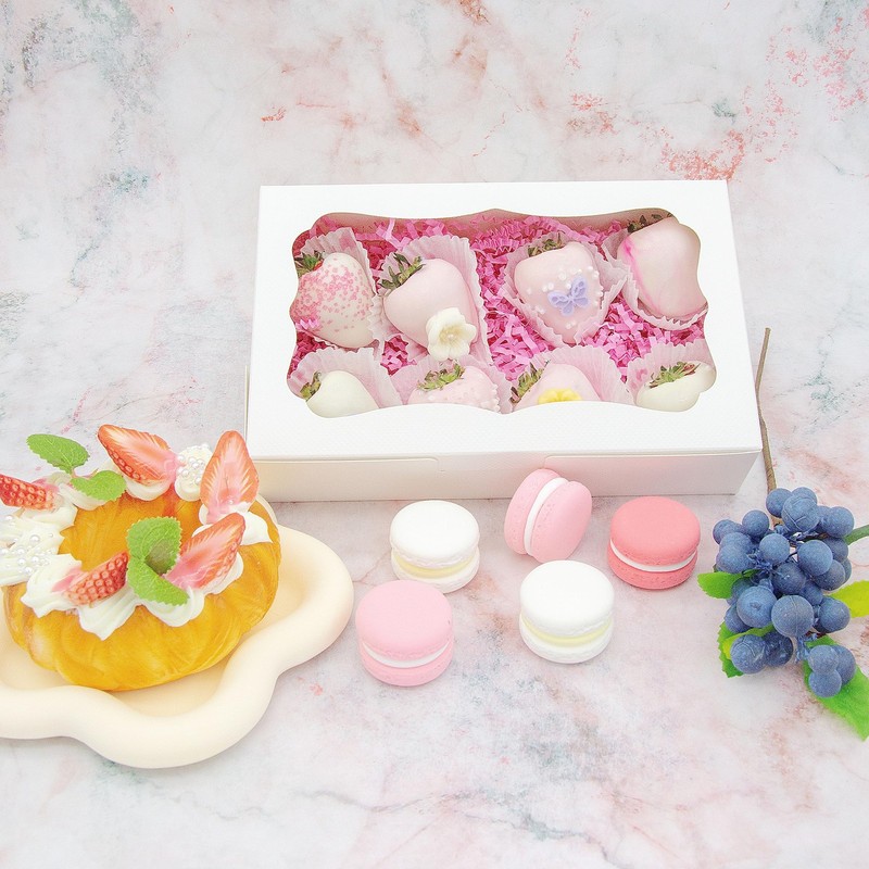 50pcs 8x5x2 Inch White Bakery Boxes Cookie Boxes with Window Treat Boxes Dess... gallery