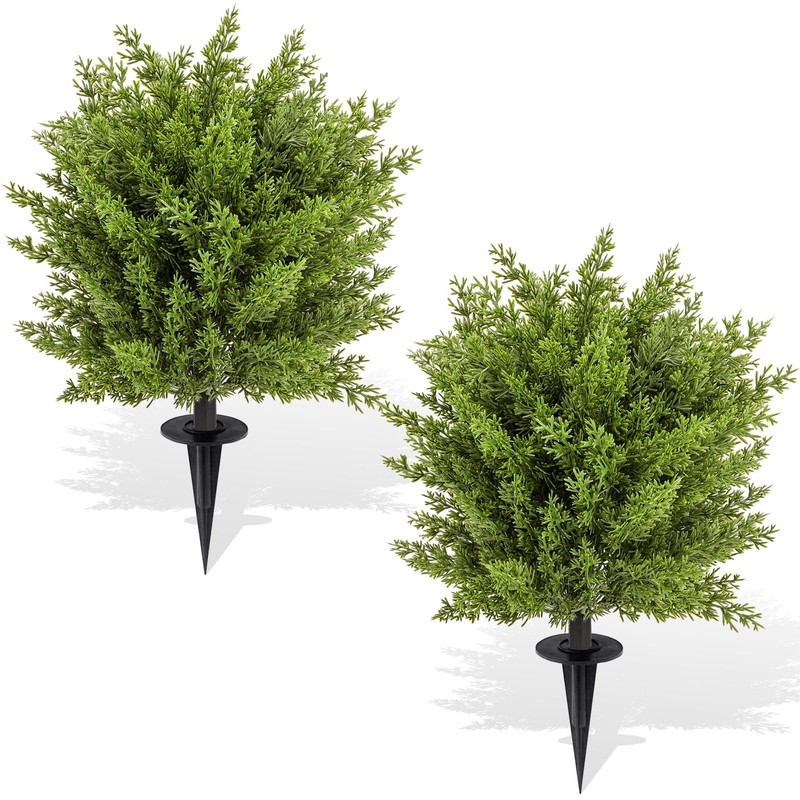 Enven Artificial Boxwood Topiary Ball Trees Ground Spikes Uv Resistant Faux