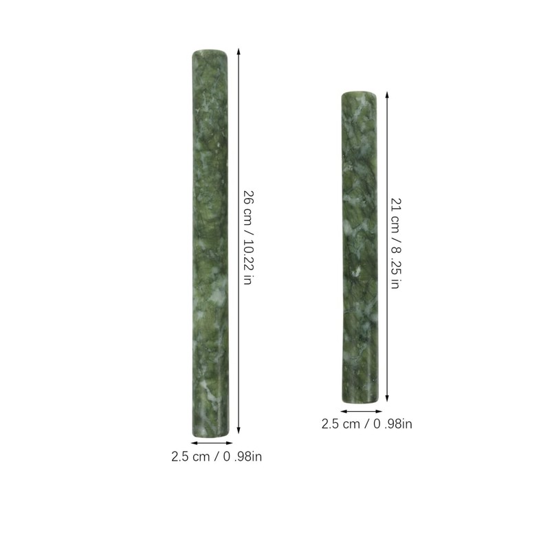 Amosfun Marble Dough Roller 2pcs Chinese Jade Stone 26.00X2.50X2.50CM, Green gallery