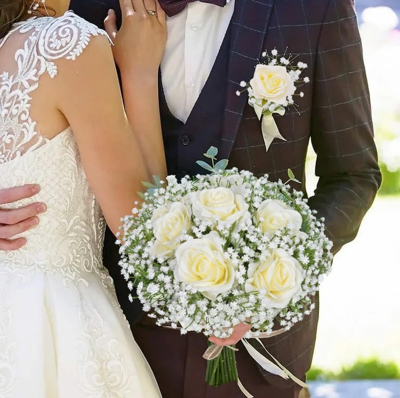 Dolicer 30 Pcs Artificial Baby Breath Flowers, White Long Stem Gypsophila gallery
