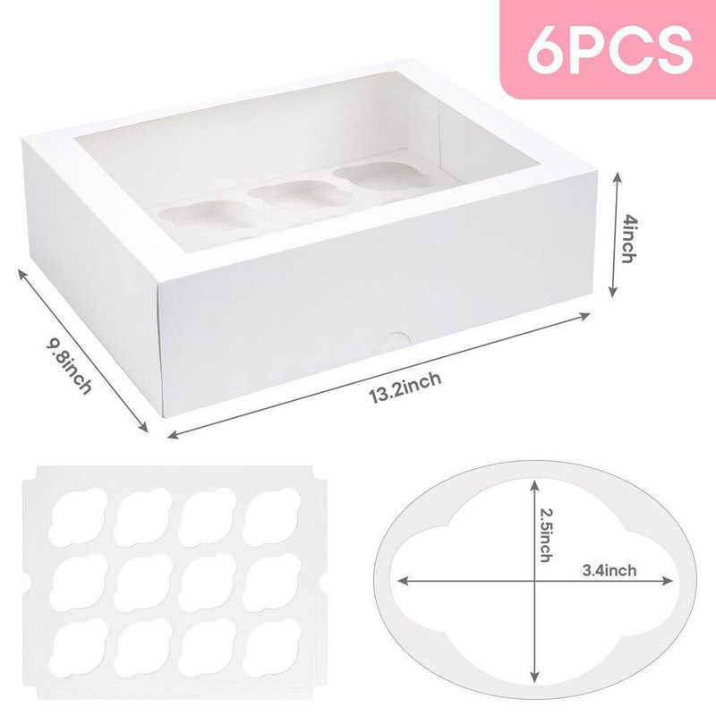 13.2 In. X 9.8 In. Cupcake Boxes with Window, Container Holds 72 Pastries for Bi gallery