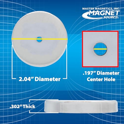 Round Base Magnet Fastener with 0.197" Center Hole Chrome Plate, 2.04" gallery